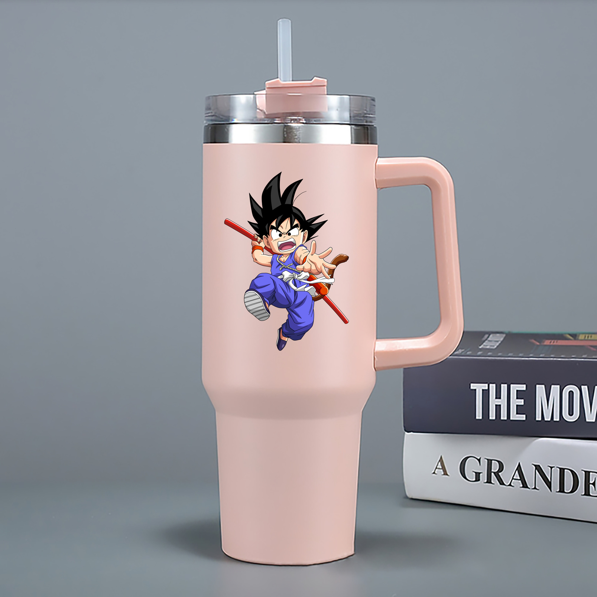 （画像用） ドラゴンボール 孫悟空（そん ごくう）Son Goku カカロット DRAGON BALL Kakarotto 1200mL車用タンブラー - クリスタルステッカー（プラスチックストロー付き）